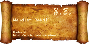 Wendler Bekő névjegykártya
