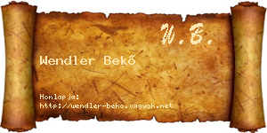 Wendler Bekő névjegykártya