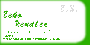beko wendler business card